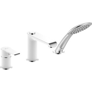 Смеситель на борт ванны Rossinka Silvermix на 3 отверстия, белый/хром (W40-39)