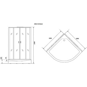 Душевая кабина Niagara NG-6902-01 BLACK 100х100х210