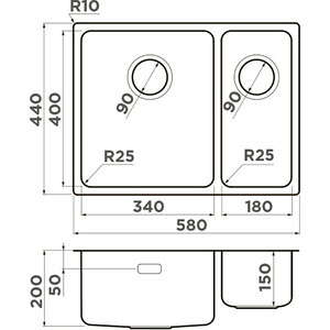 Кухонная мойка Omoikiri Tadzava 58-2-U/IF IN-L нержавеющая сталь (4993774)