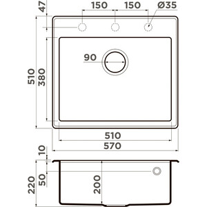 Кухонная мойка Omoikiri Tedori 57 BE ваниль (4993981)