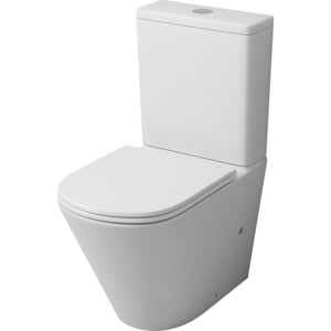 Унитаз-компакт безободковый Grossman с тонким сиденьем-микролифт, белый матовый (GR-4450MS)