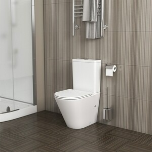 Унитаз-компакт безободковый Grossman с тонким сиденьем-микролифт, белый матовый (GR-4450MS)