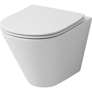 Унитаз подвесной безободковый Grossman с тонким сиденьем-микролифт, белый (GR-4477S)