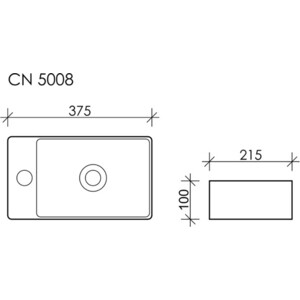 Раковина накладная Ceramicanova Element 37х21 отверстие слева (CN5008)