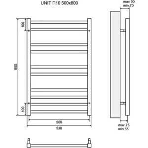 Полотенцесушитель водяной Lemark Unit П10 500x800 черный (LM45810BL)