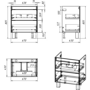 Тумба под раковину Dreja Prime 70 с ящиками, белый глянец (99.9301)