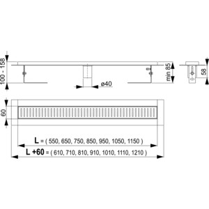 Душевой лоток AlcaPlast с порогами для перфорированной решетки, без гидрозатвора (APZ2001-850)