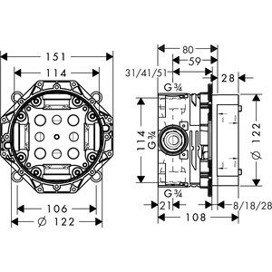 Смеситель для душа Hansgrohe Logis с механизмом, хром (71605000, 01800180)