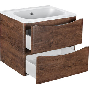 Тумба с раковиной Vincea Paola 60 подвесная, R.Wood (VMC-2P600RW + VCB-2VP600W)