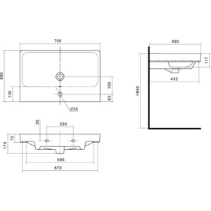 Раковина мебельная Santek Адриана 70х45 (1WH501628)