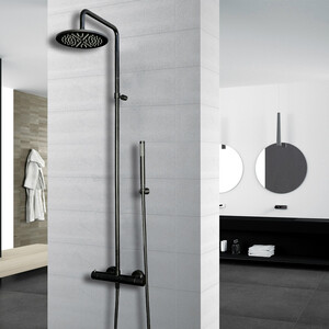 Душевая система Paffoni Birillo Fix с термостатом, черная (8020913533893)