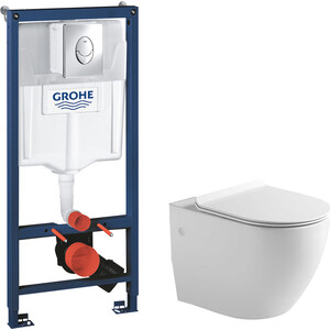 Комплект унитаза Vincea Globo с инсталляцией, кнопкой и сиденьем микролифт (VT1-14, 38721001)