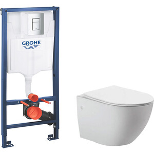 Комплект унитаза Vincea Globo с инсталляцией, кнопкой и сиденьем микролифт (VT1-14, 38772001)