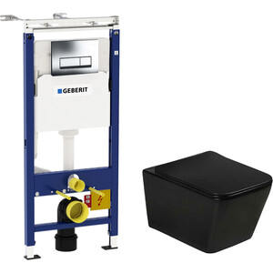 Комплект унитаза Vincea Q-Line черный с инсталляцией, кнопкой и сиденьем микролифт (VT1-12MB, 458.125.21.1)