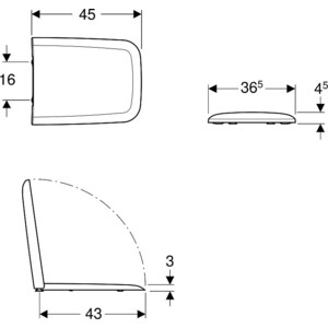Сиденье для унитаза Geberit iCon Square быстросъемное, микролифт (500.837.01.1)