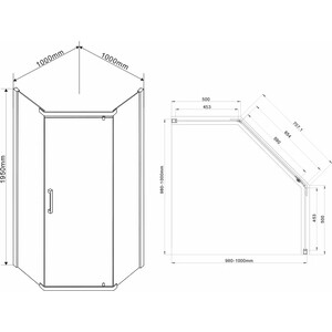 Душевой уголок Vincea Stresa VSP-1S 100x100 рифленый Шиншилла, хром (VSP-1S100CH)