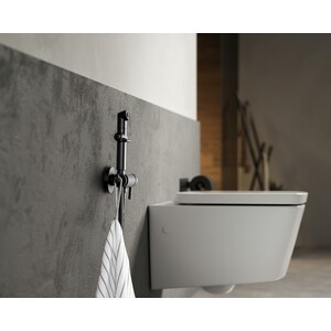 Смеситель для душа Lemark Solo с гигиенической лейкой, черный (LM7166BL)