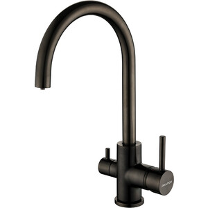 Смеситель для кухни Paulmark Essen с подключением фильтра, вороненая сталь (Es213211-GM)