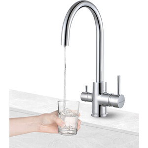 Смеситель для кухни Paulmark Essen с подключением фильтра, вороненая сталь (Es213211-GM)