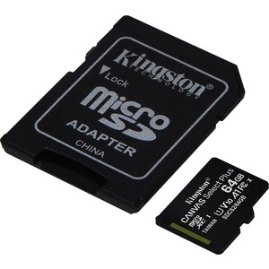 Карта памяти Kingston microSDXC 64Gb Canvas Select Plus (class 10/UHS-I/U1/100Mb/s/SD- адаптер)