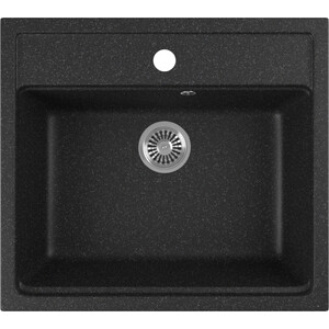 Кухонная мойка GreenStone GRS-06-308 черная, с сифоном