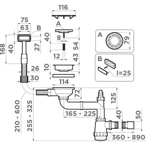 Сифон для кухонной мойки Omoikiri WK-1C LG светлое золото (4956473)