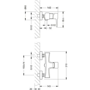 Смеситель для душа Lemark Evitta с душем, хром (LM0503C)