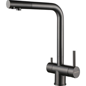 Смеситель для кухни Paulmark Skalen с подключением фильтра, вороненая сталь (Sk213020-GM)