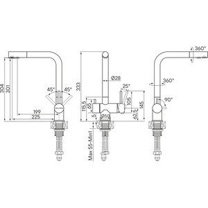 Смеситель для кухни Paulmark Skalen с подключением фильтра, вороненая сталь (Sk213020-GM)