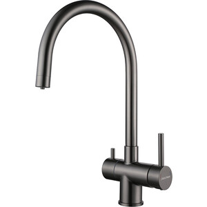 Смеситель для кухни Paulmark Heller с подключением фильтра, вороненая сталь (He213218-GM)