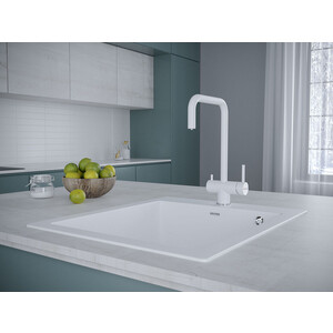 Смеситель для кухни Paulmark Wetter с подключением фильтра, белый матовый (We213030-431)