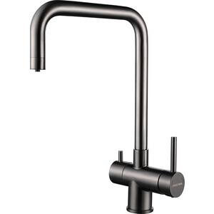 Смеситель для кухни Paulmark Wetter с подключением фильтра, вороненая сталь (We213030-GM)