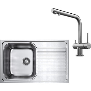 Кухонная мойка и смеситель Omoikiri Kashiogawa 79 IN Nagano нержавеющая сталь (4993452, 4994011)
