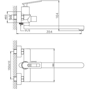 Смеситель для ванны Haiba HB589 универсальный, хром (HB22589)