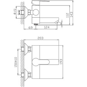 Смеситель для ванны Haiba HB801 нержавеющая сталь (HB60801)