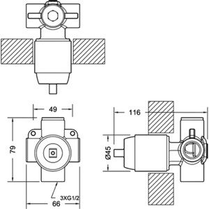 Механизм переключателя Bravat Rhein для душа (D999BW-ENG)