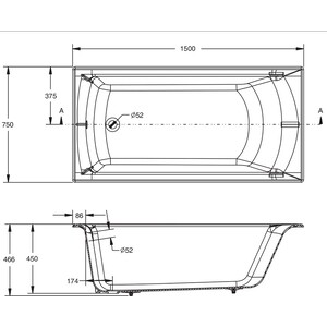 Чугунная ванна Jacob Delafon Biove 150х75 без отверстий для ручек (E6D903-0)