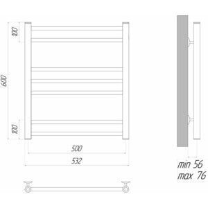 Полотенцесушитель электрический Lemark Ursus П7 500x600 черный (LM72607EBL)