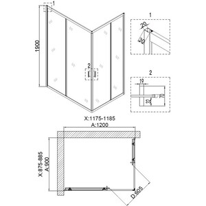 Душевой уголок Niagara Nova 120х90 прозрачный, хром NG-6611-08 (66110811)
