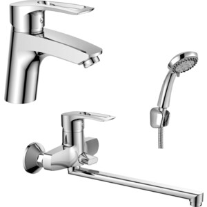 Комплект смесителей Rossinka Silvermix для раковины и ванны, с душем, хром (T40-32, T40-11)