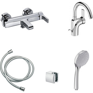 Комплект смесителей Jacob Delafon Singulier для раковины, ванны, с душем, хром (E10867-CP, E10862-CP)