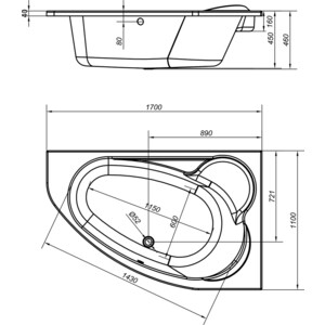 Акриловая ванна Cersanit Kaliope 170х110 правая (WA-KALIOPE*170-R / 63343)