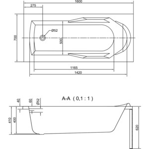 Акриловая ванна Cersanit Santana 160x70 с каркасом (63324, K-RW-SANTANA*160n)