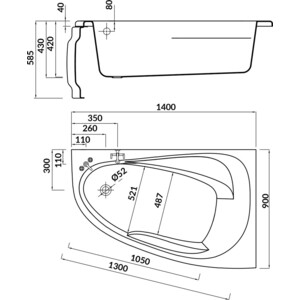 Акриловая ванна Cersanit Joanna 140x90 правая (WA-JOANNA*140-R / 63335)