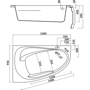 Акриловая ванна Cersanit Joanna 150x95 левая (WA-JOANNA*150-L / 63336)