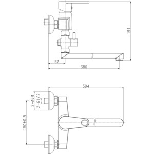 Смеситель для ванны Cersanit Cari хром (63028)