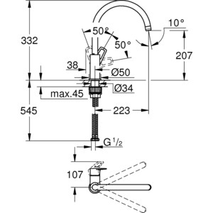 Смеситель для кухни Grohe BauLoop хром (31232001)