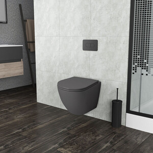 Унитаз подвесной безободковый Grossman с тонким сиденьем-микролифт, серый матовый (GR-4455GMS)