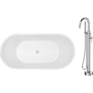 Акриловая ванна Abber 170x80 со смесителем, отдельностоящая (AB9209, F7514100)