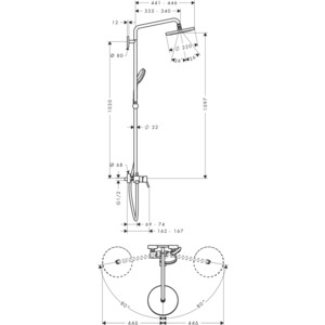 Душевая система Hansgrohe Croma 220 с верхним душем (27222000)